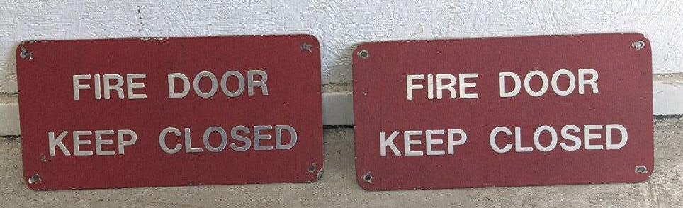 Lot of 2 Fire Door Keep Closed Metal signs (1 of 6)
