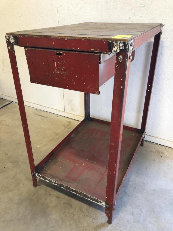 Wooden Top Work Table w/ 1 Drawer and Tray Bottom: 28” x 20” x 35”Height