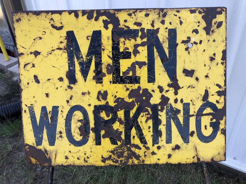 Men Working Tri Pod Metal Sign (1 of 3)