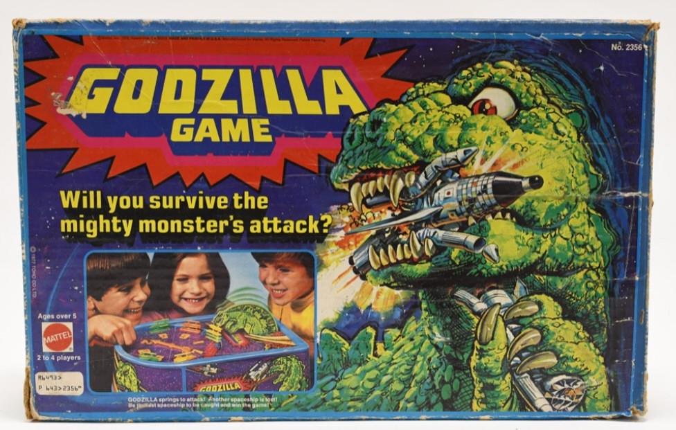 1978 Mattel Godzilla Board Game: Nice 1978 Mattel Godzilla Board Game in the box. Displays nicley with some wear from play and age. Box measures approximately 15" long by 9 1/2" wide.