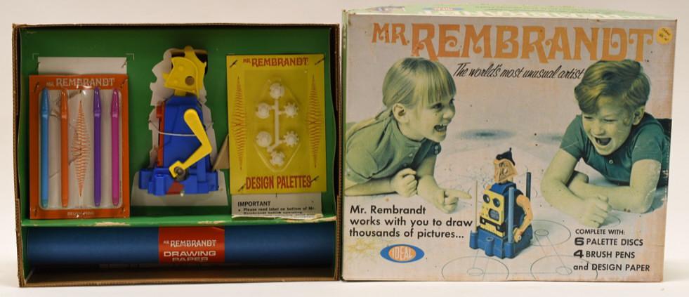 Ideal Toys Mr. Rembrandt Robot The Unusual Artist: Nice Ideal Toys Mr. Rembrandt the unusual robot artist set with the box. Box has some wear from age, but displays nicely. Set is in nice condition. Robot measures approximately 7" tall. Box measures a