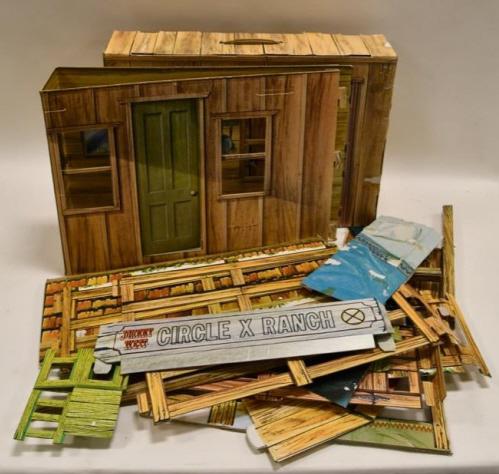 Marx Johnny West Circle X Ranch Playset: Nice Marx Johnny West Circle X Ranch Playset. Includes parts to make the Johnny West Ranch. It is missing some accessories. Box has wear from age.