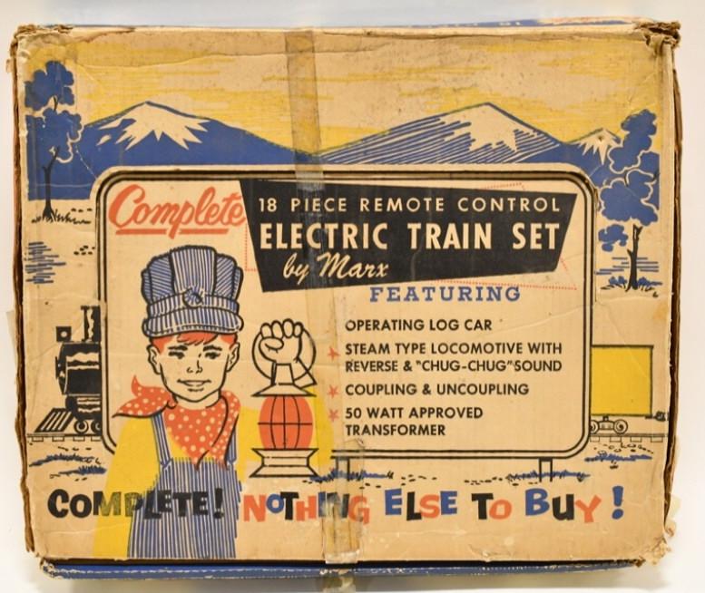 Marx NYC Remote Control Electric Train Set: Louis Marx New York Central remote control electric train set. Set includes #490 engine, NYC tender, Pennsylvania coal car, Erie log car, Pacemaker NYC caboose, track, and Marx 1209 transformer. Comes