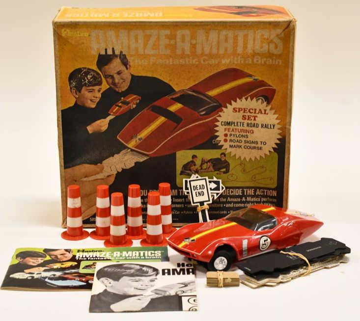 Hasbro Amaze-A-Matics The Fantastic Car w/ a Brain: 1969 Hasbro Amaze-A-Matics Chevrolet Astrovette The Fantastic car with a brain. Comes with the original box. The box has sme staining and wear from age. The car is untested. Appears to be complete. Th