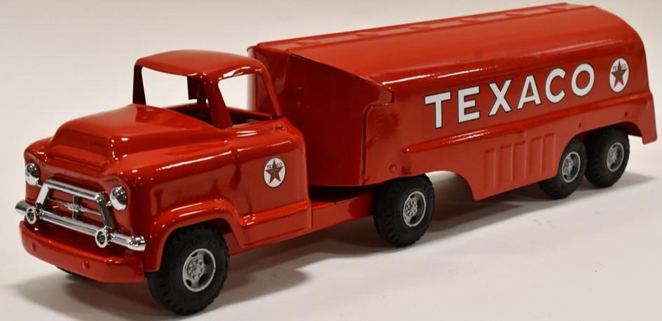 Restored Buddy L Texaco Tanker Truck: Beautifully restored Buddy L Texaco tanker truck. Displays nicely with light wear from storage and display. Measures approximately 24" long.