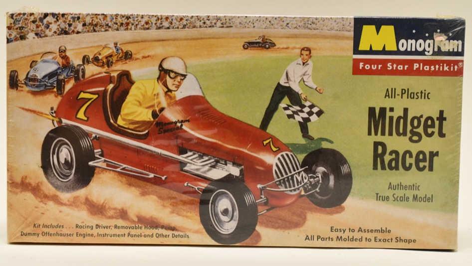 Sealed Monogram Plastic Midget Racer Model Kit: Vintage sealed Monogram pastic midget racer model kit. The set is sealed and in nice condition.