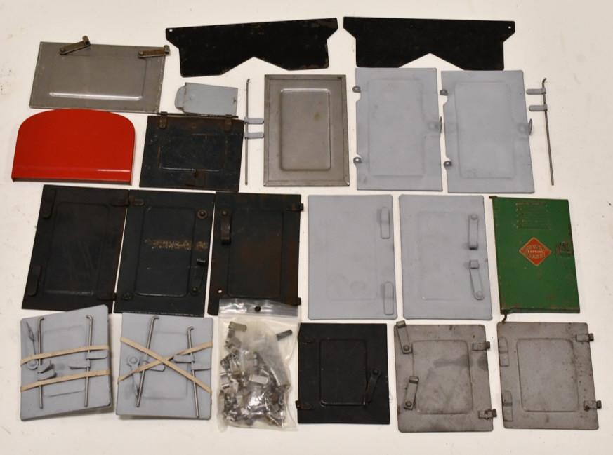 Buddy L Railway Express Doors and More!: Buddy L door lot. Includes express trucks, tailgates, and more. Some appear to be custom made. Some have wear from use and age.