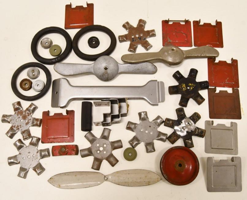 Lot of Original Keystone Airplane Parts: Lot of original Keystone airplane parts. Includes propellors, engine/motors, tires, and more!