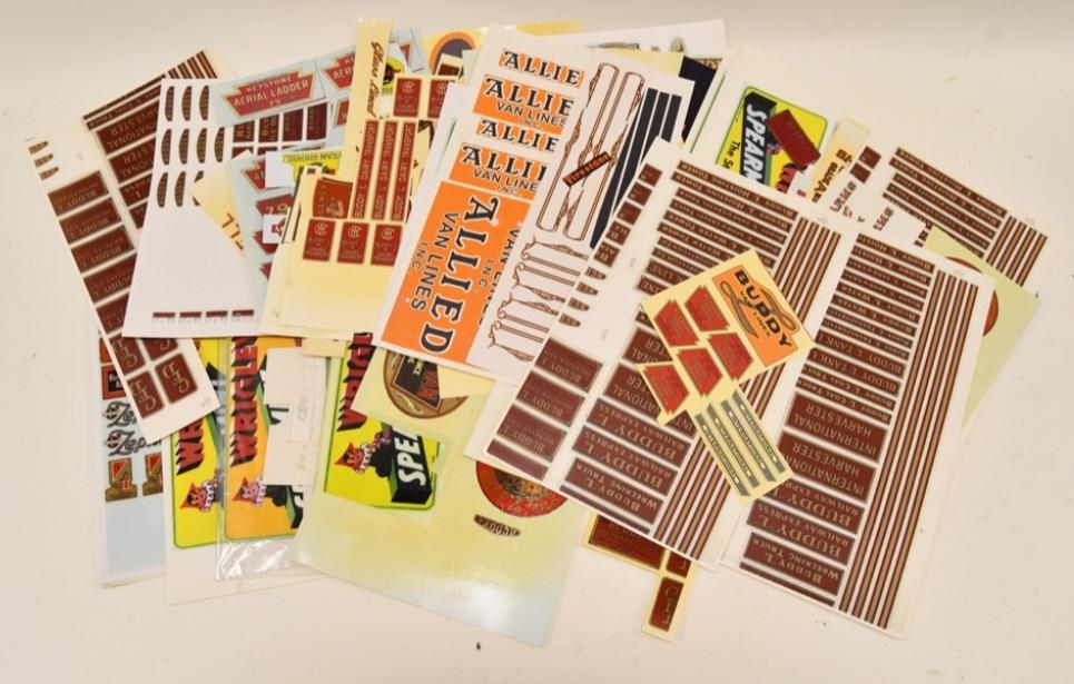 Reproduction Buddy L & Keystone Water Slide Decals: Lot of reproduction Buddy L, Keystone, and other truck water slide decals.