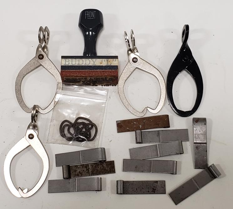 Buddy L Ice Delivery Truck Parts: Lot of Buddy L Ice Delivery truck parts. Includes tongues, Buddy L delivery ice stamp, and more.