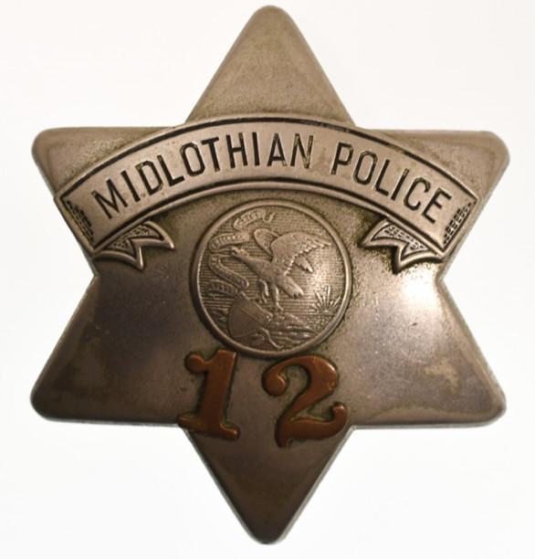 Obsolete Midlothian Police Pie Plate Badge No. 12 (1 of 3)