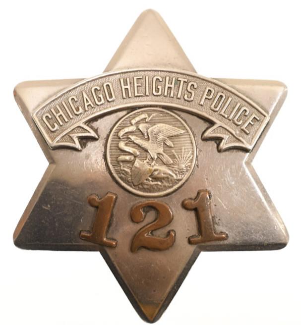 Obsolete Chicago Heights Police Pie Plate Badge (1 of 3)