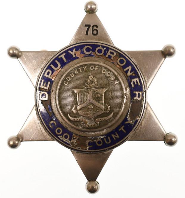 Obsolete Cook Co. Illinois Deputy Coroner Badge (1 of 2)
