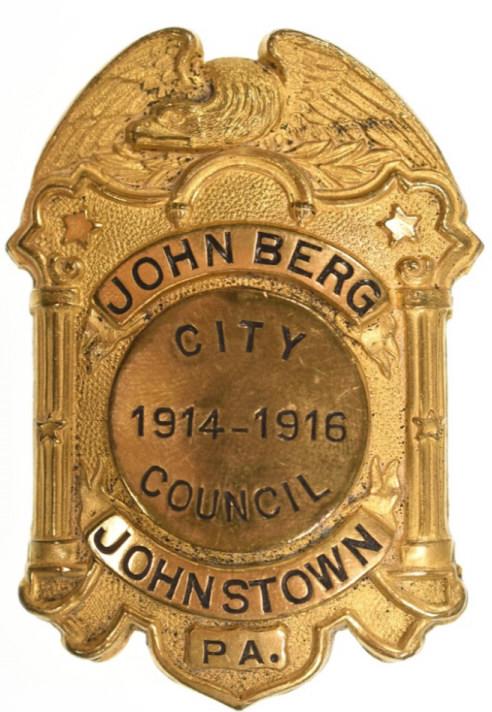 Named Obsolete Johnstown Pa. City Council Badge (1 of 2)