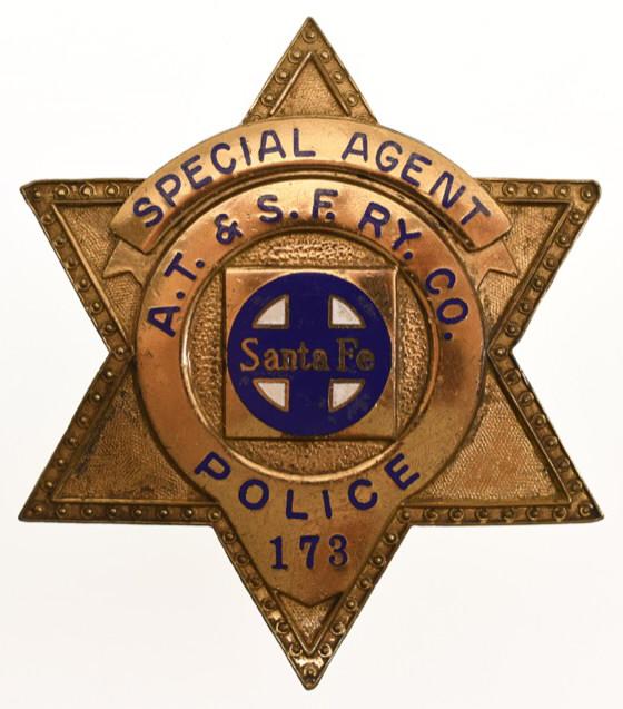 Obsolete A.T. & S.F. RY. Co. Railroad Police Badge (1 of 3)