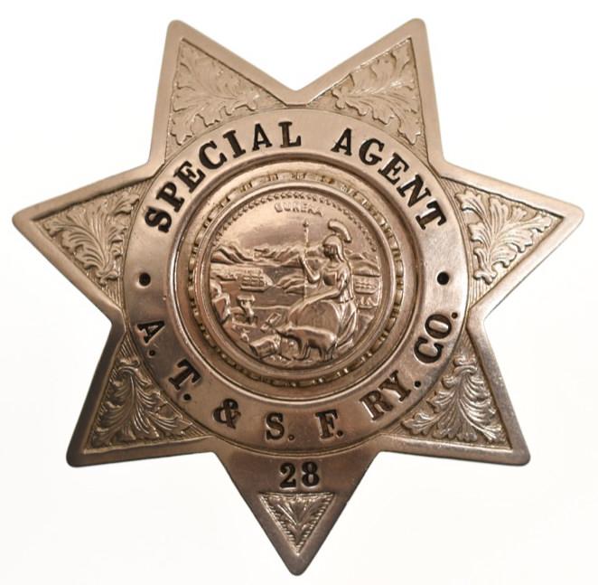 A.T. & S.F. RY. Co. Railroad Special Agent Badge (1 of 2)