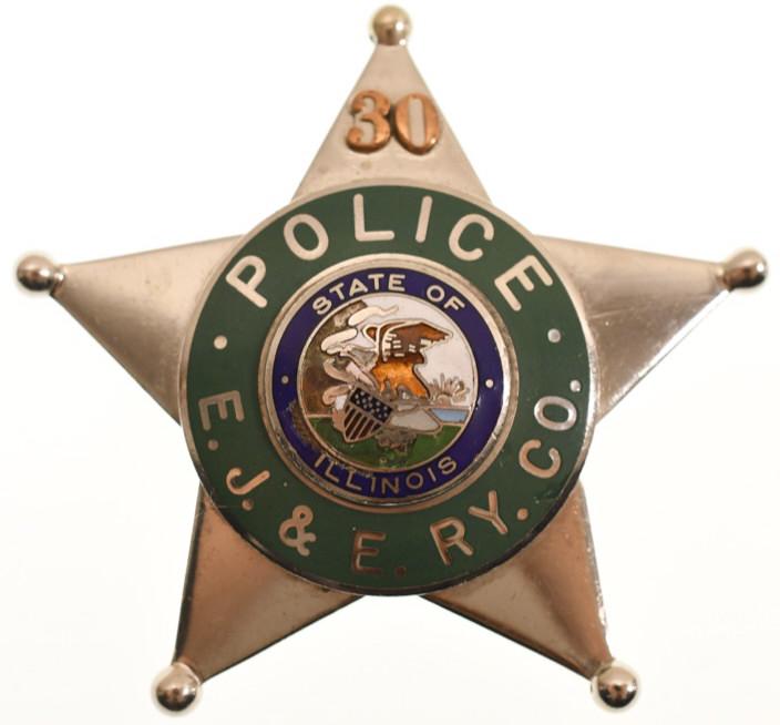Obsolete E.J. & E. Railway Co. Police Badge (1 of 3)