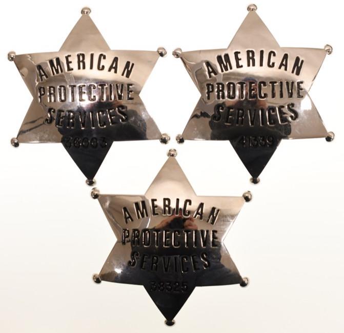 Lot Of 3 American Protective Services Badges (1 of 4)