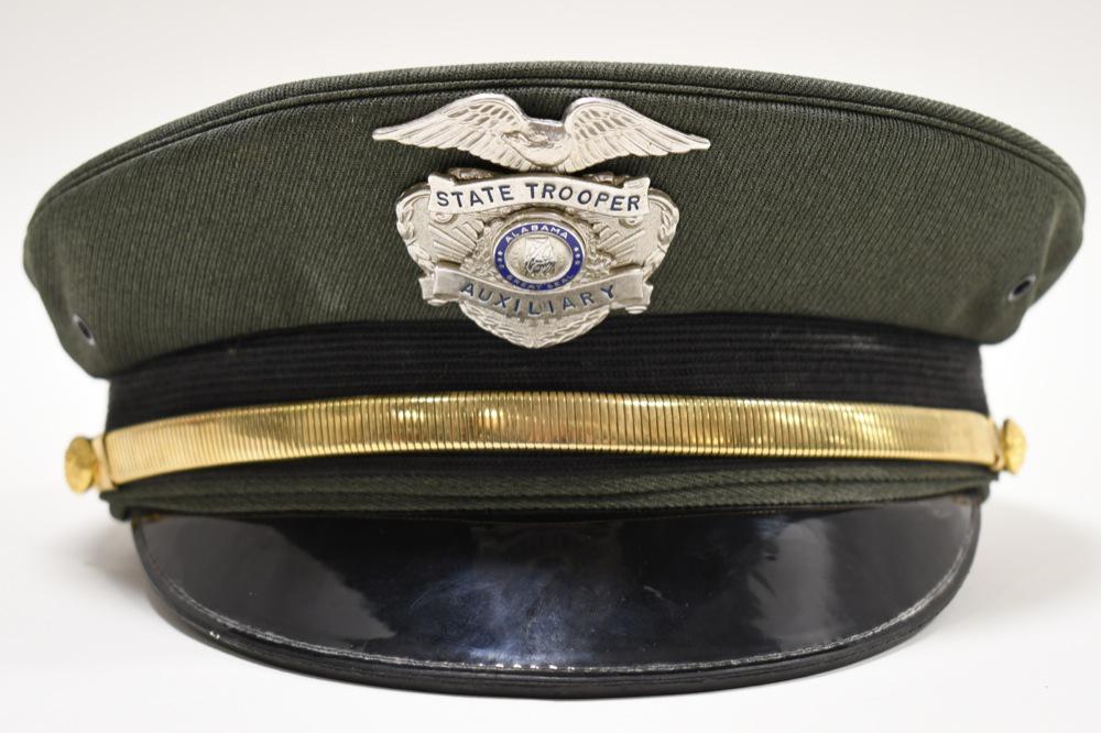 Obsolete Alabama State Trooper Visor Cap: Obsolete Alabama State Trooper visor cap with badge. Nice condition with wear from use and age. Cap is marked a size 7-1/8.