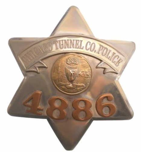 Obsolete Chicago Tunnel Co. Police Pie Plate Badge (1 of 5)