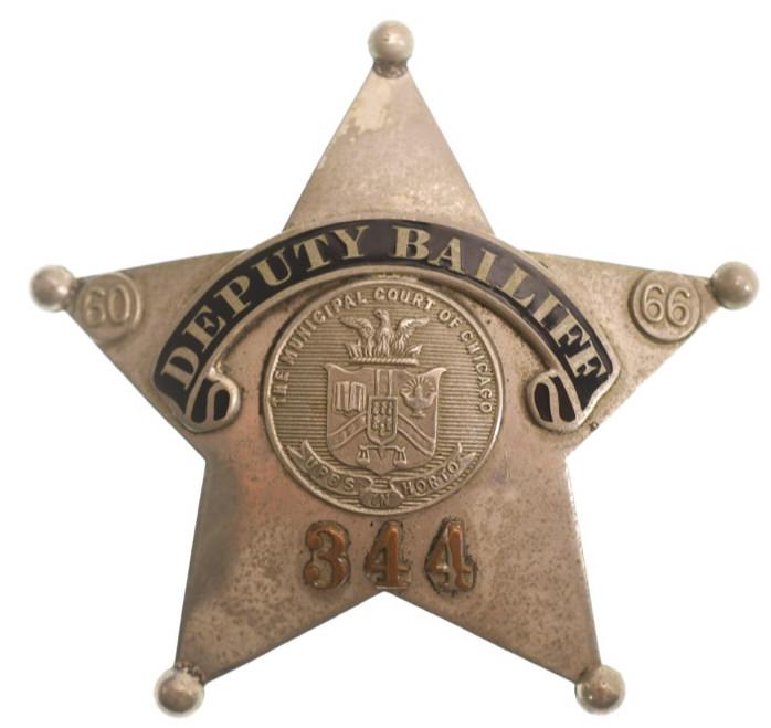 Early Obsolete Chicago Deputy Baliff Badge #344 (1 of 3)