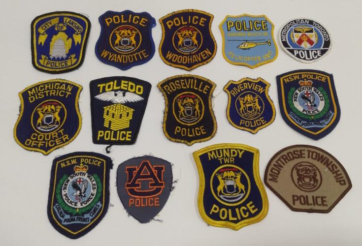 Lot Of 14 Obsolete Police Patches: Lot of 14 obsolete Police patches. Lot includes a variety of states and more. Thery vary in age and condition. Display well.