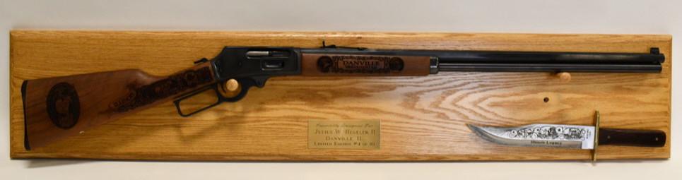 Marlin Model 1895 Cowboy Danville Illinois Rifle: Beautiful American Legacy Firearms Inc. issue limited edition Marlin Model 1895 Cowboy lever action "Danville Illinois" rifle in 45/70 Government. The rifle is in new unfired condition and is number 4