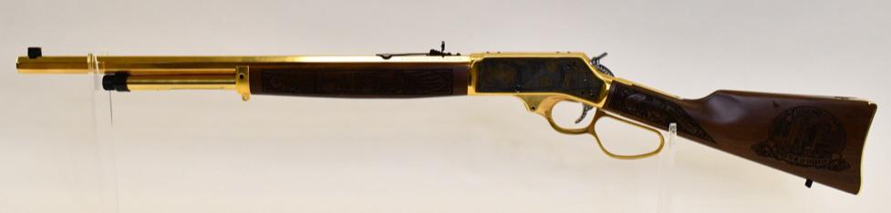 Henry Illinois Stars & Stripes .45-70 Cal. Rifle: Beautiful American Legacy Firearms Inc. issue limited edition Henry Model H010B "Illinois Stars & Stripes" lever action rifle in .45-70 Government caliber. The rifle is in new unfired condition and is