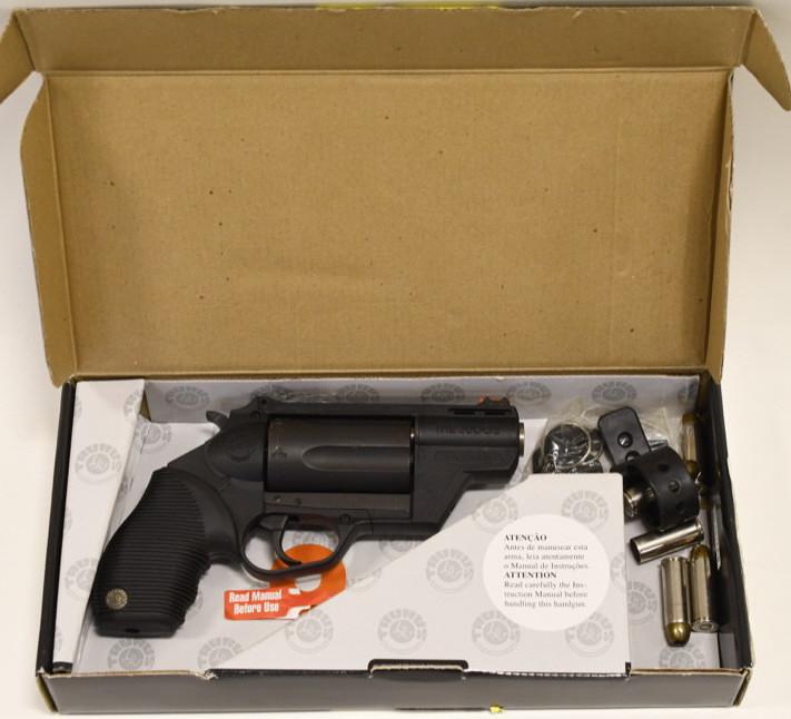 Taurus Public Defender .45LC/410 Gauge Revolver: Nice Taurus Public Defender 5-shot revolver in .45 Long Colt and 410 gauge. The revolver has a 2" barrel and is in nice used condition in the original box. Serial #JX101341. FFL required for transfer.