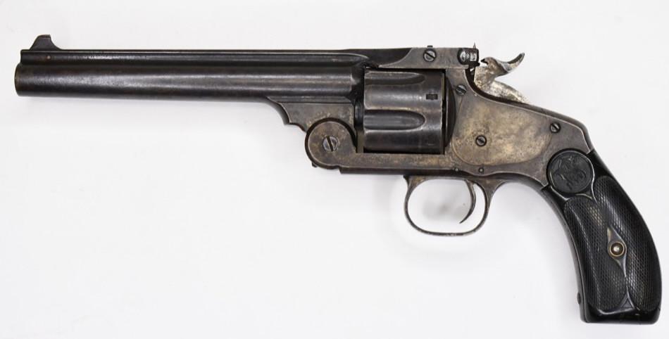 S&W New Model No.3 Target 32-44 Cal. Revolver: Nice early Smith & Wesson New Model No. 3 Target 6-shot top-break revolver in .32-44 caliber. The blue finish pistol is in nice used condition with a 6-1/2" barrel. SN:3632. FFL required for transfer.