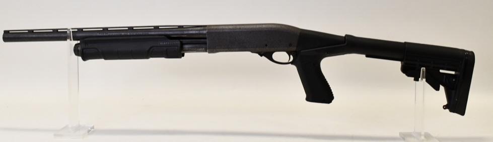 Remington 870 Express Magnum 12 Ga. Pump Shotgun: Home-defense Remington Express Magnum pump shotgun in 12 gauge. Overall good condition with 18.75" vented barrel. Fitted with Blackhawk Special Ops stock. SN: B731259M. FFL is required for transfer. (