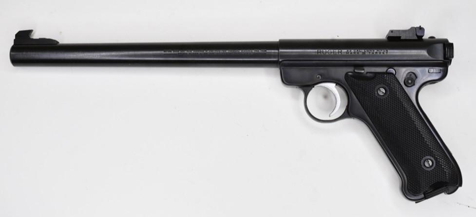 Ruger Mark II Target .22 LR Semi-Automatic Pistol: Nice Ruger Mark II Target semi-automatic pistol in .22 LR. The pistol is in very nice used condition with a 10" barrel. SN: 210-91249. FFL required for transfer. (633-4)