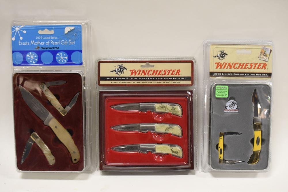 Winchester Knife Set Wood Showcase Limited Edition Oct 06 2019 Imperial Auction In Fl