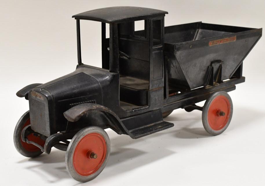 Original Buddy L Coal Truck: Original Buddy L coal truck. Displays well with some rust and paint loss from play and age. It is missing the chute. Measures approximately 25" long.