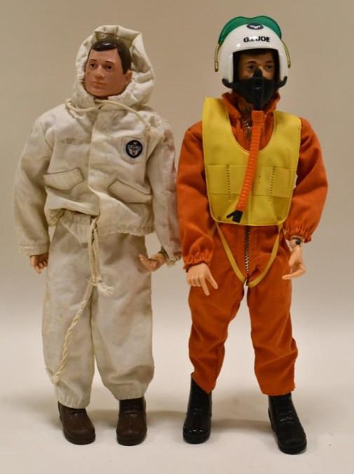 1964 Hasbro GI Joe Ski Patrol and Scramble Pilot: 1964 Hasbro GI Joe Ski Patrol and Scramble Pilot. Missing the accessories, but displays nicely with wear from play and age. Measures approximately 12" tall.