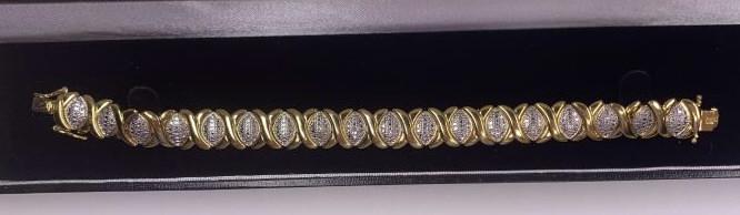 Gold Tone Diamond Tennis Bracelet: 7"'in length