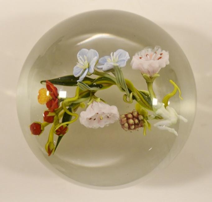 1991 Paul Stankard Botanical Art Glass Paperweight: Beautiful dated and signed 1991 Paul Stankard Botanical art glass paperweight #L39. The paperweight measures 2-1/4" tall x 3-1/4" across and is in great condition.