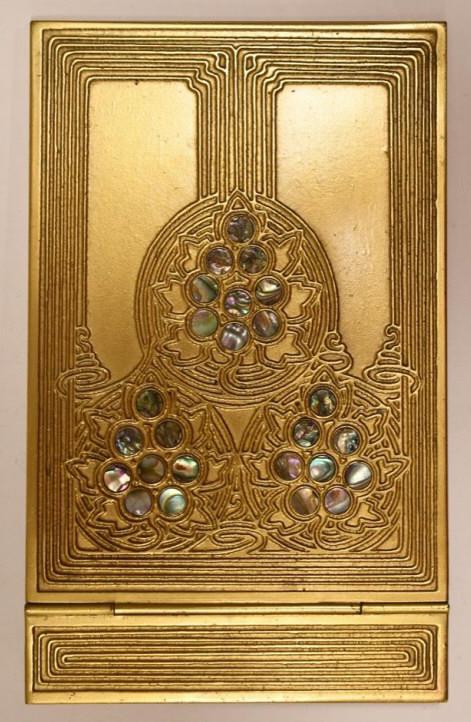 Rare Tiffany Studios "Abalone" Note Pad #1169: Beautiful marked Tiffany Studios New York 1169 art nouveau note pad in the "Abalone" pattern. The bronze note pad is in great condition with a wonderful finish. Measures 7-1/2" tall x 4-3/4" across x 