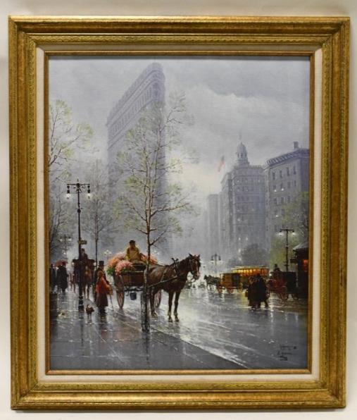 G.Harvey New York Ltd Ed Print On Canvas: Limited Edition signed and numbered print on canvas by famous artist G. Harvey. The print is signed in the lower right and numbered 94 of 950. Sight measures 24" tall x 19-1/2" across, frames it measu