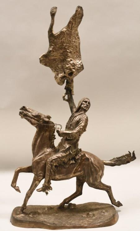 After Frederic Remington "Buffalo Signal" Statue: Nice limited edition statue titled "Buffalo Signal" after Frederic Remington. The statue is marked Silver Henry Bonnard Foundry Founder NY 1895 Cast # 20/50. Overall the statue measures 34.5" tall by 