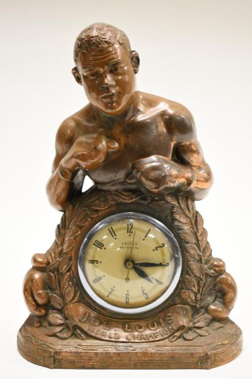 Vintage Cast Metal Joe Louis Champion Boxer Clock (1 of 8)
