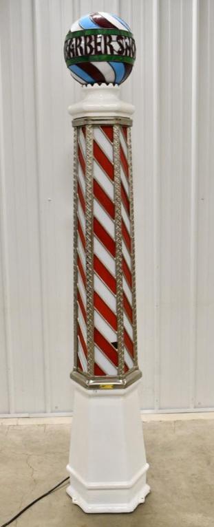 Early Koken Leaded Glass Barbers Pole W/ Globe (1 of 9)