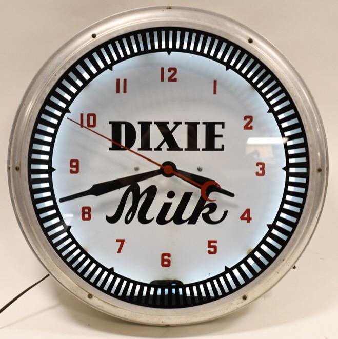 Vintage 20" Dixie Milk Neon Advertising Clock (1 of 6)