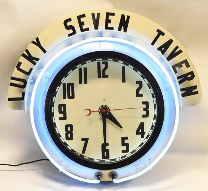 Large Vintage Electric Neon Clock Co. Adv Clock (1 of 10)