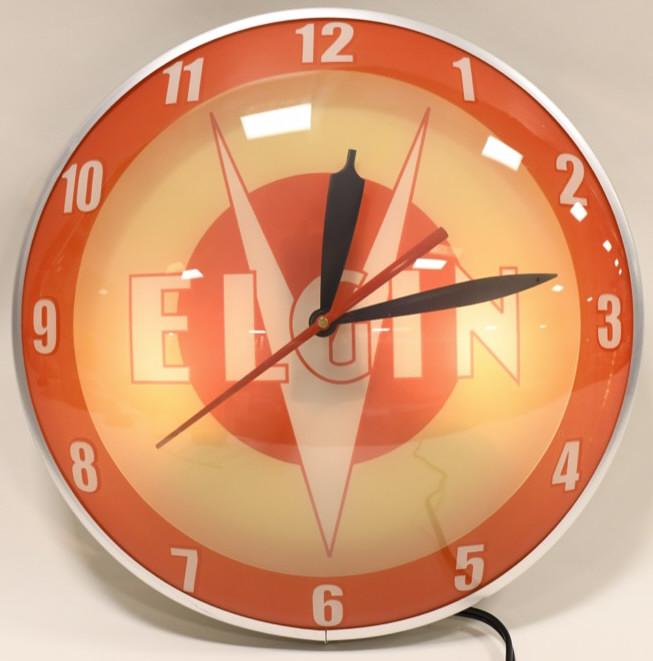 Elgin Bicycles Glass Double Bubble Adv Clock (1 of 5)