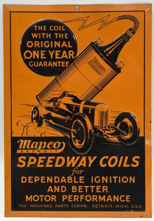 SST Embossed Mapco Speedway Coils Adv Sign (1 of 5)