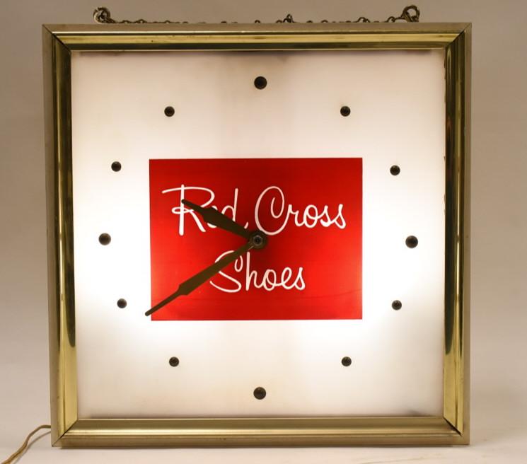 Vintage Red Cross Shoes Lighted Advertising Clock (1 of 5)
