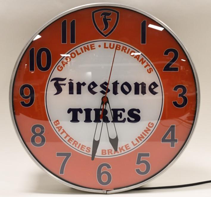 Large Vintage Firestone Tires Lighted Glass Clock (1 of 6)