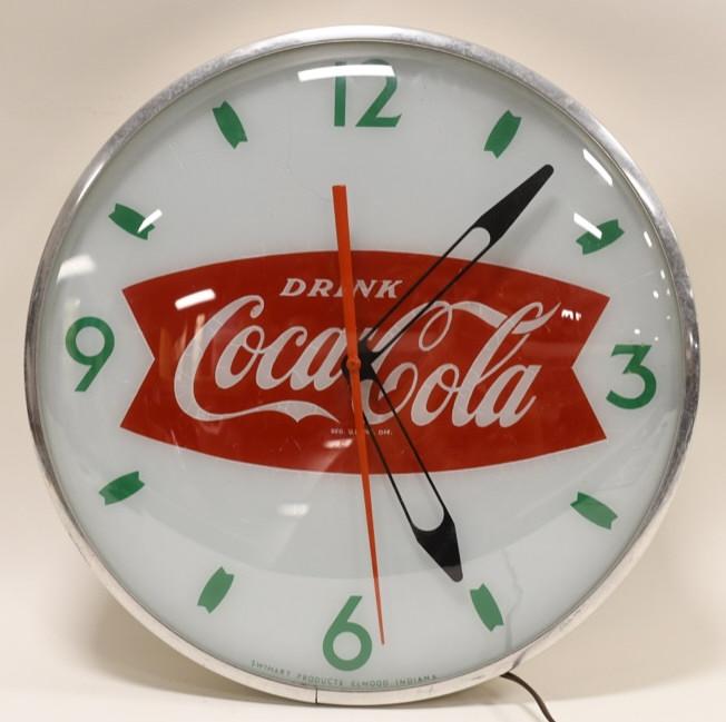 Coca-Cola Fishtail Lighted Advertising Clock (1 of 6)