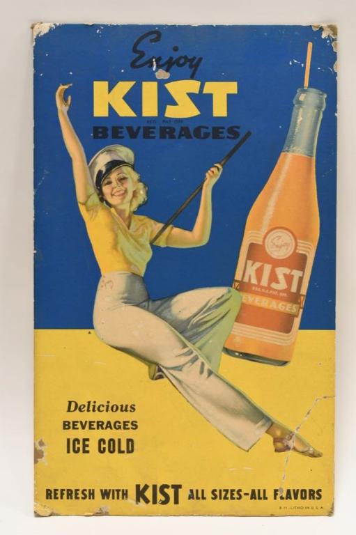Vintage Kist Beverages Carboard Advertising Sign (1 of 5)